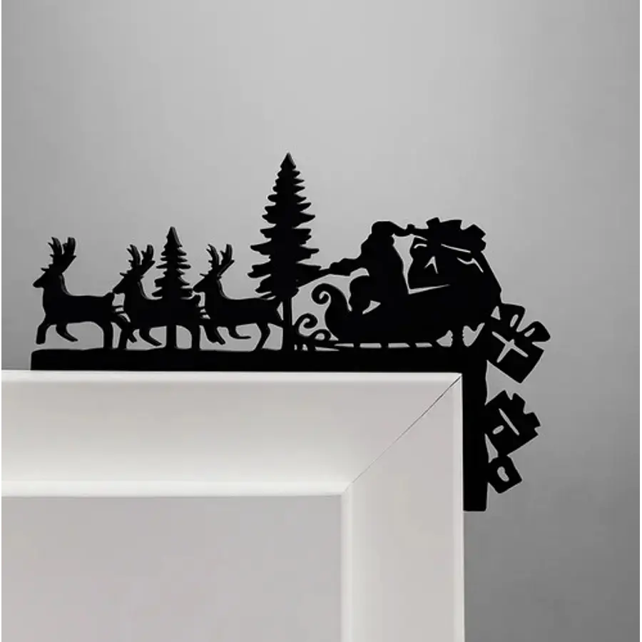 Adorno Navidad - Esquinero De Puerta Santa Y Renos