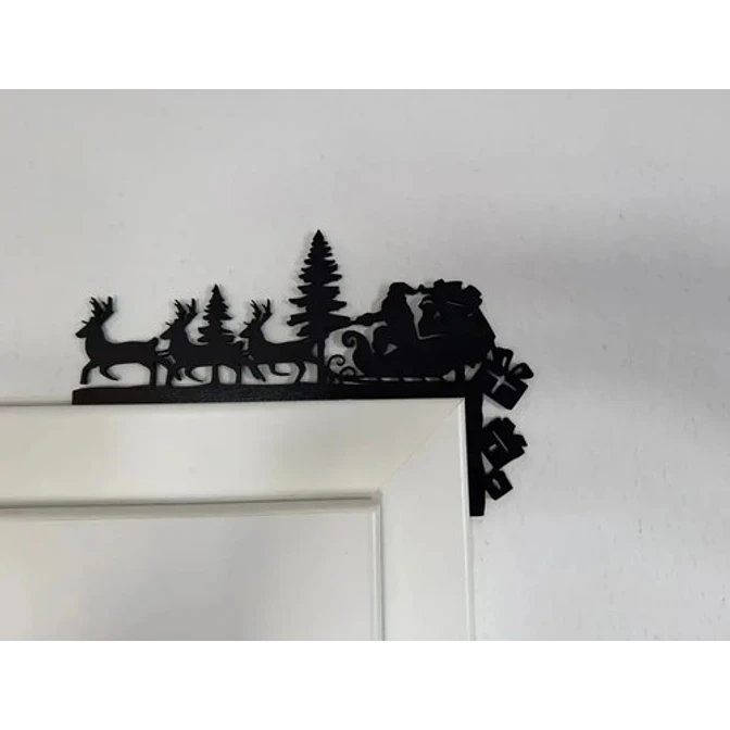 Adorno Navidad - Esquinero De Puerta Santa Y Renos 3