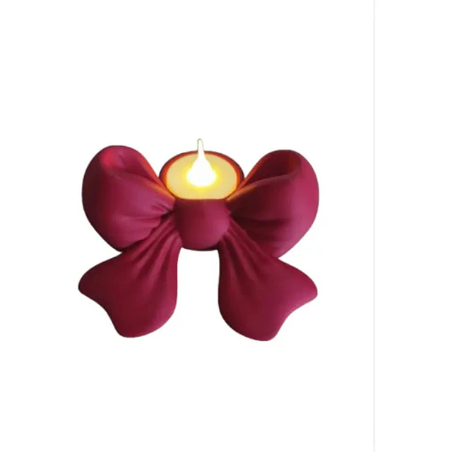 Portavelas Led Lazo Navideño