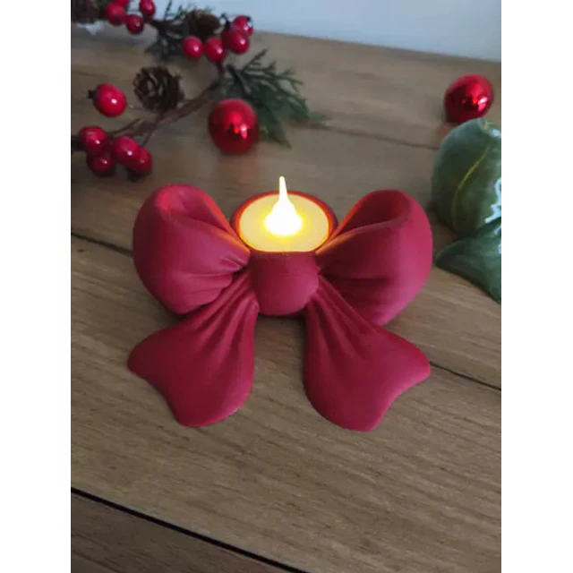Portavelas Led Lazo Navideño