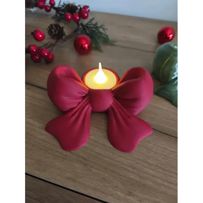 Portavelas Led Lazo Navideño 2