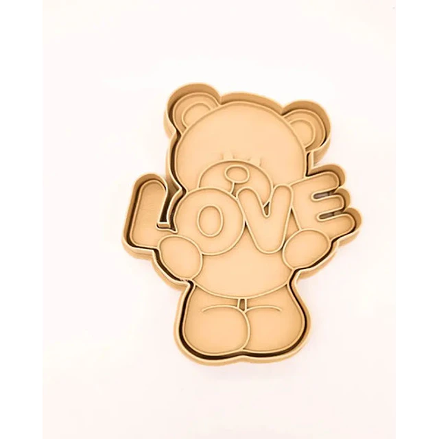 Cortador De Galletas - Osito Con La Palabra Love