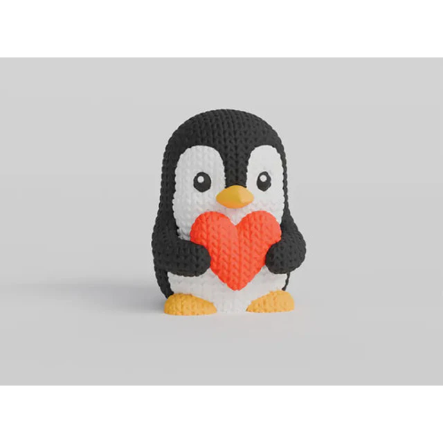 Peluche Pingüino De Punto Para El Día De San Valentín
