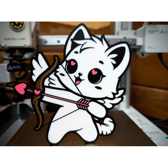 Cuadro Decorativo- Gato Cupido De San Valentín