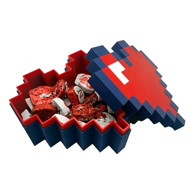 Caja De Corazón De Píxel De 8 Bits Para San Valentín