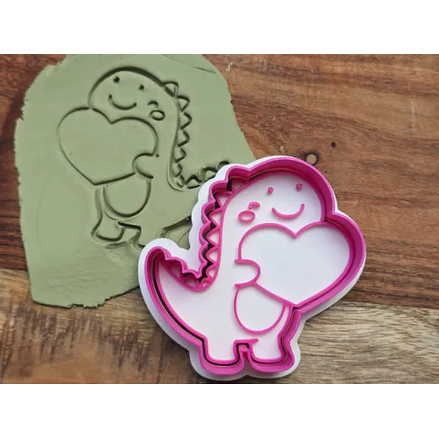 Cortador De Galletas De San Valentín Con Dinosaurio Del Amor