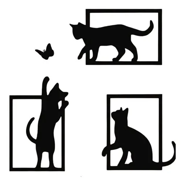Set De Decoración - Gatos Juguetones Y Mariposas