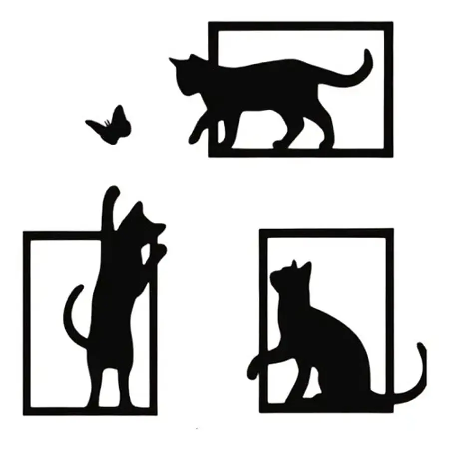 Set De Decoración - Gatos Juguetones Y Mariposas