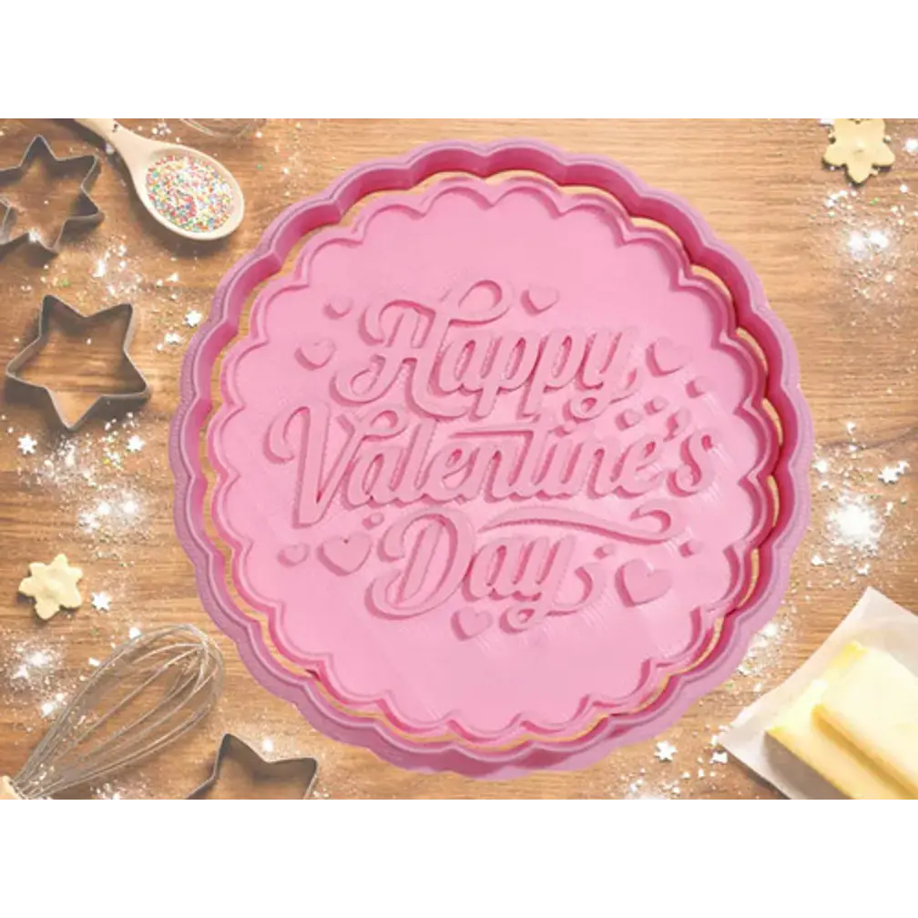 Cortador De Galletas Happy Valentines Day Redondo 1
