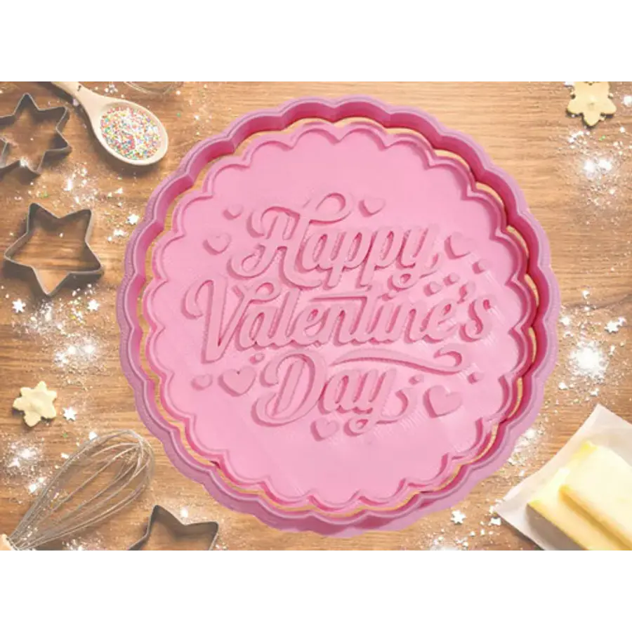 Cortador De Galletas Happy Valentines Day Redondo