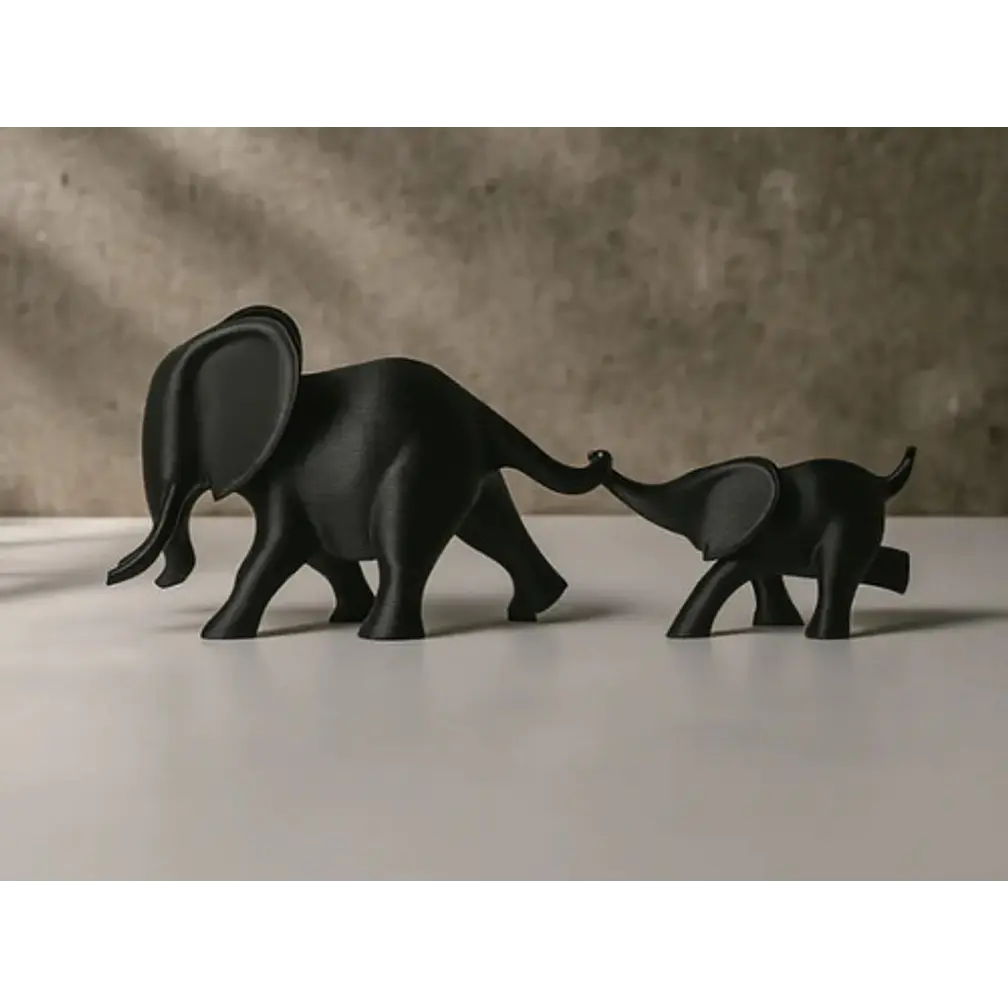 Escultura Minimalista- Dúo De Elefantes 3