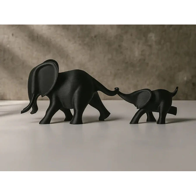 Escultura Minimalista- Dúo De Elefantes 3
