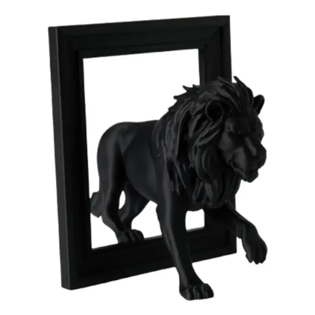 Escultura- León Negro Rompiendo El Marco 1