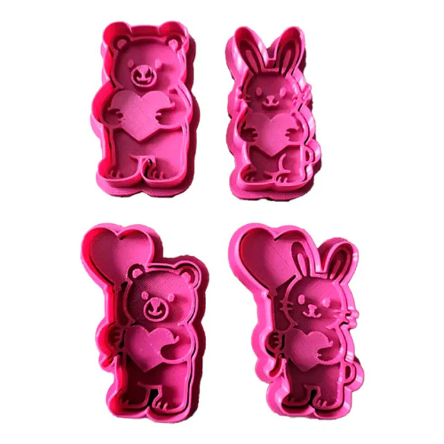 Cortadores De Galletas Animales - San Valentín (pack 4 Un)