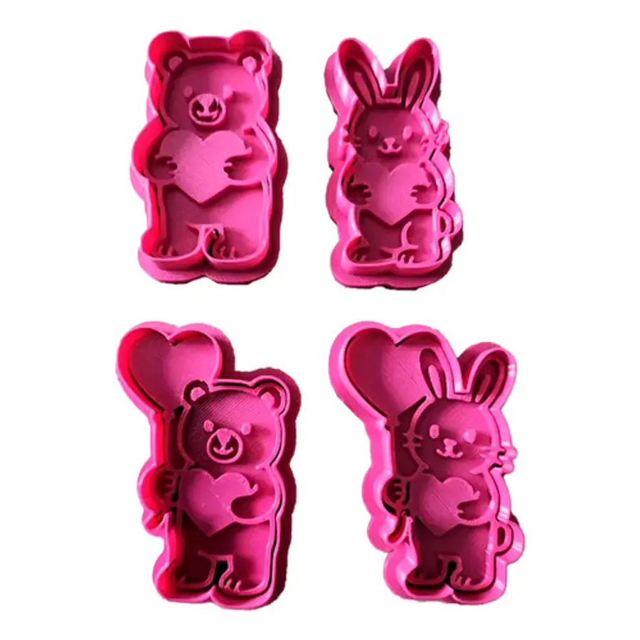 Cortadores De Galletas Animales - San Valentín (pack 4 Un)