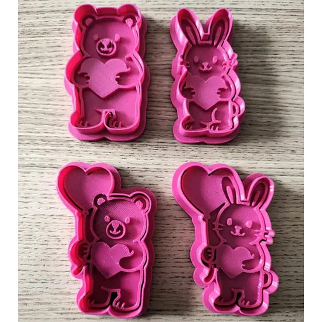 Cortadores De Galletas Animales - San Valentín (pack 4 Un)