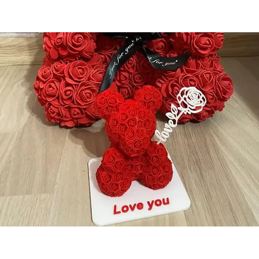 Figura Decorativa Oso De Rosas - San Valentín