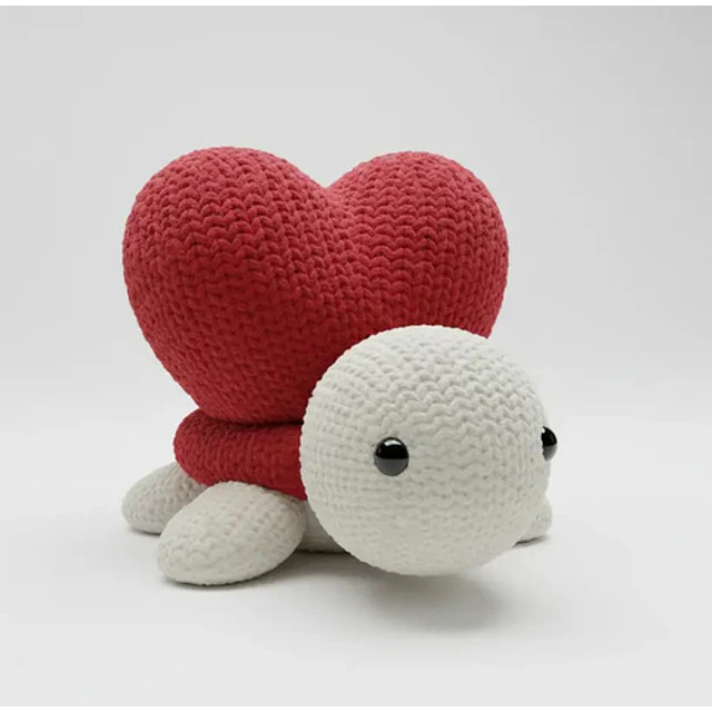 Tortuga De Corazón Tejida - Regalo De San Valentín