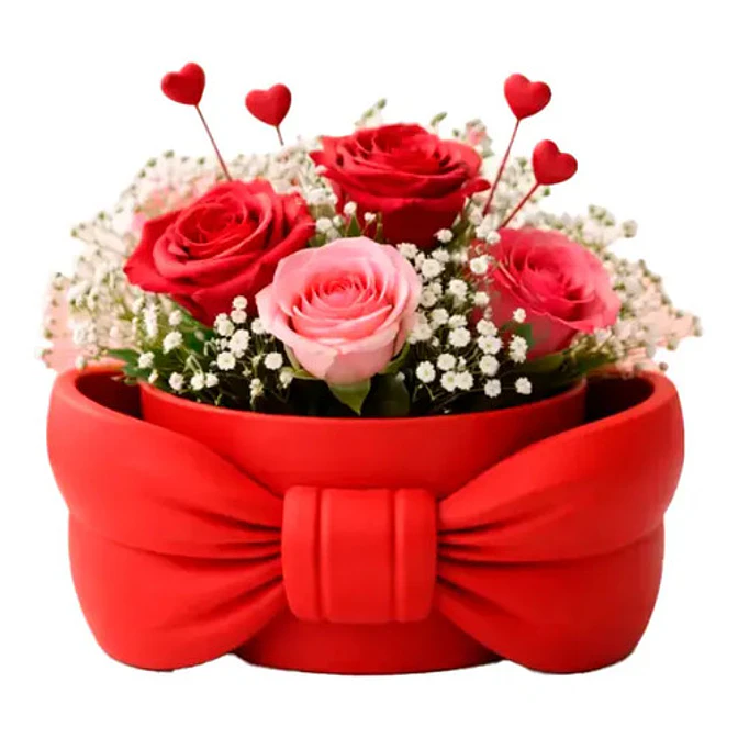 Macetero Romántico Con Lazo - San Valentín 1