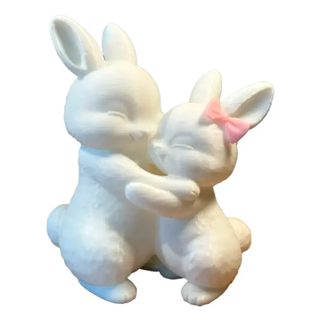 Figura Decorativa - Conejos Tiernos Abrazándose