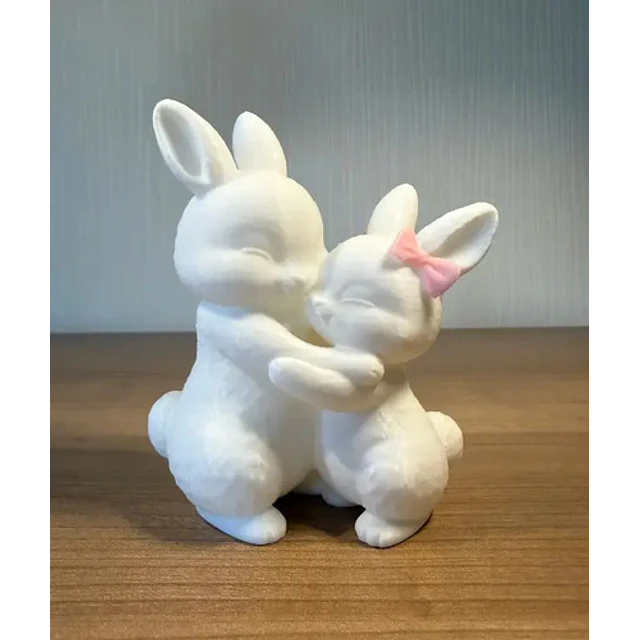 Figura Decorativa - Conejos Tiernos Abrazándose