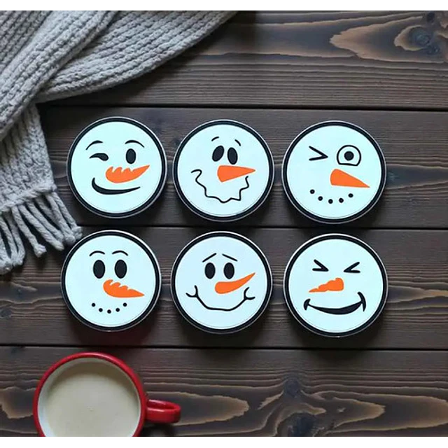 Posavasos De Muñeco De Nieve Con Soporte (pack 6 Un)