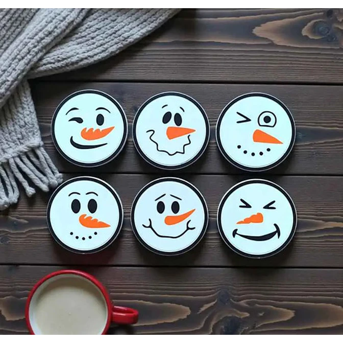 Posavasos De Muñeco De Nieve Con Soporte (pack 6 Un) 1