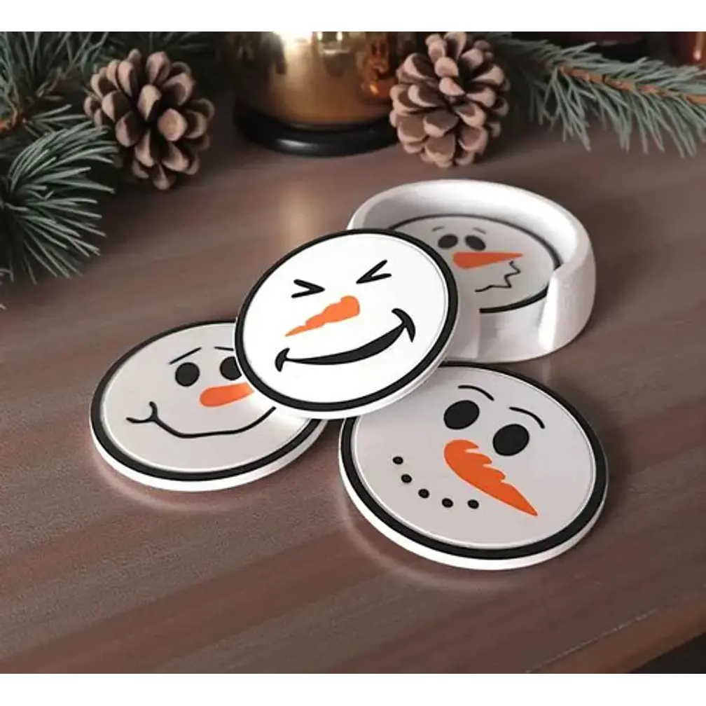 Posavasos De Muñeco De Nieve Con Soporte (pack 6 Un) 2