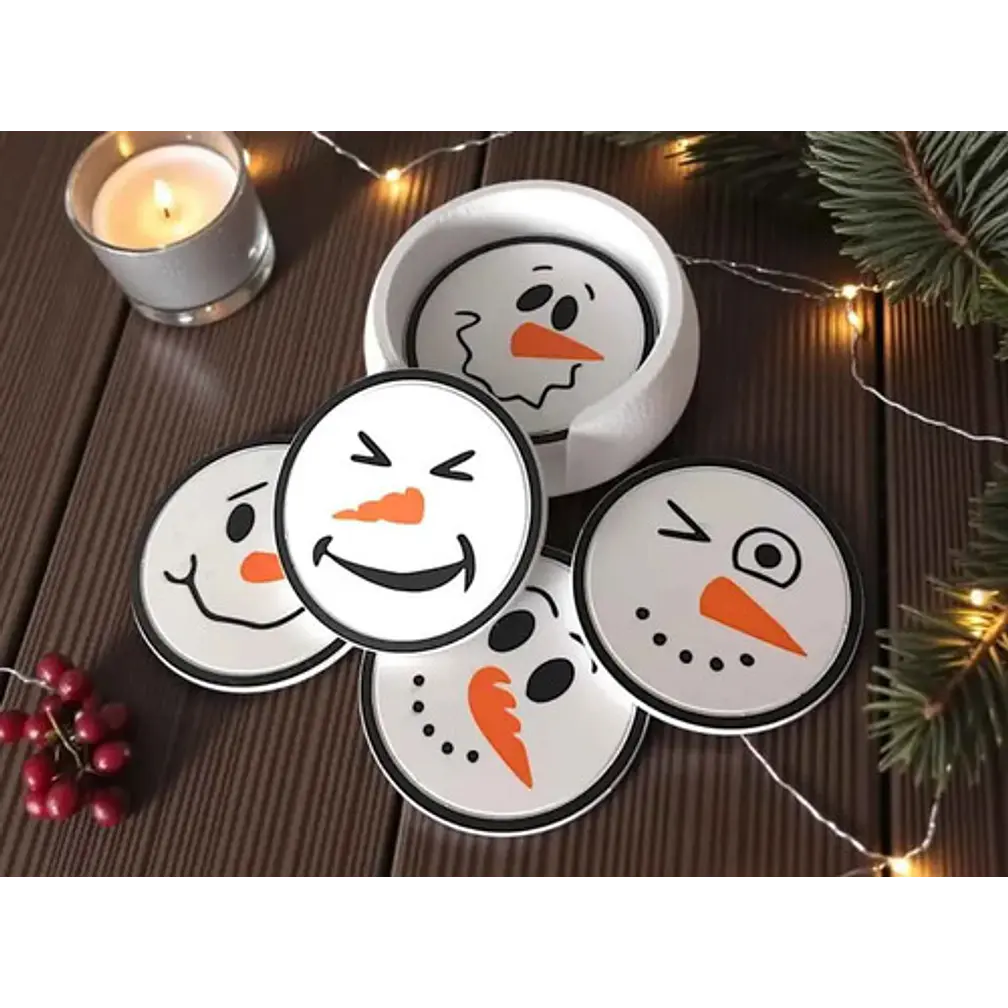 Posavasos De Muñeco De Nieve Con Soporte (pack 6 Un) 3