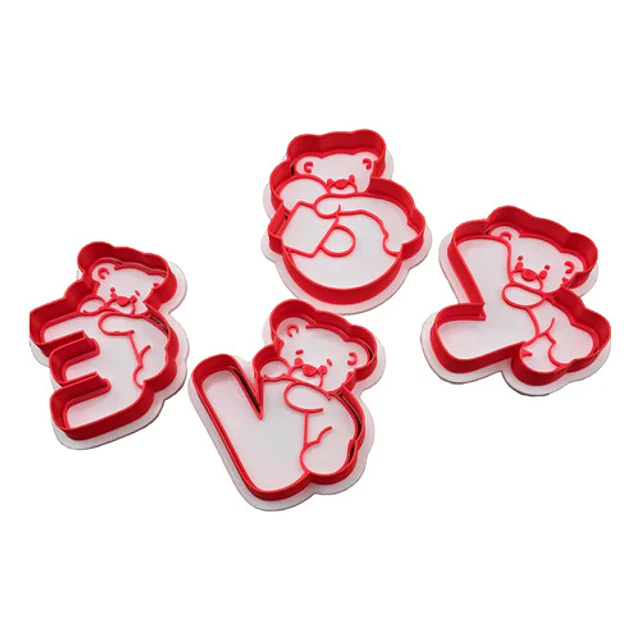 Cortador Y Estampador De Galletas - Oso Love (pack 4 Un)