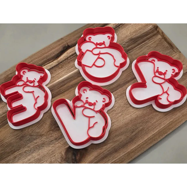 Cortador Y Estampador De Galletas - Oso Love (pack 4 Un)