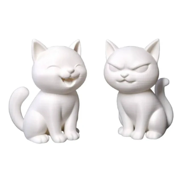 Pack De 2 Esculturas Gatos Felices Y Gruñones