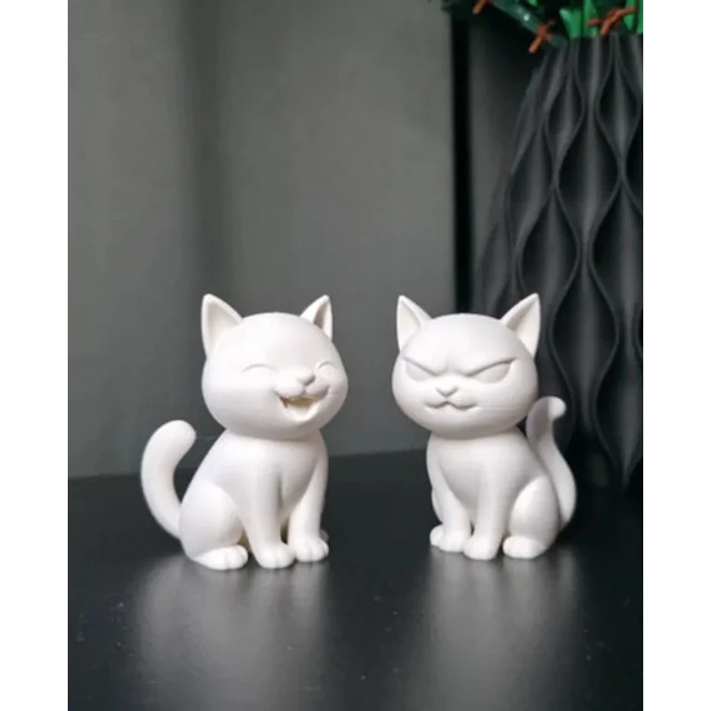 Pack De 2 Esculturas Gatos Felices Y Gruñones