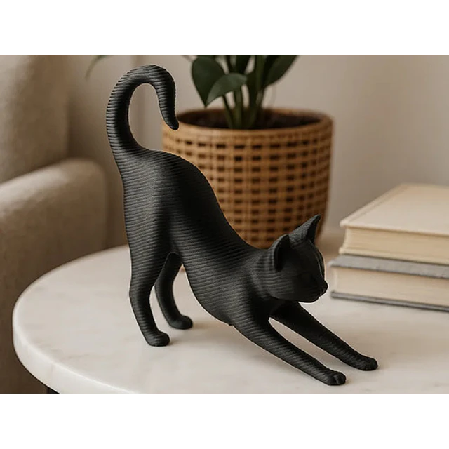 Escultura Gato Estirándose