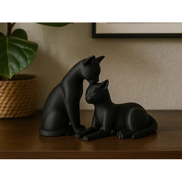 Escultura Gatos Minimalistas En Pareja