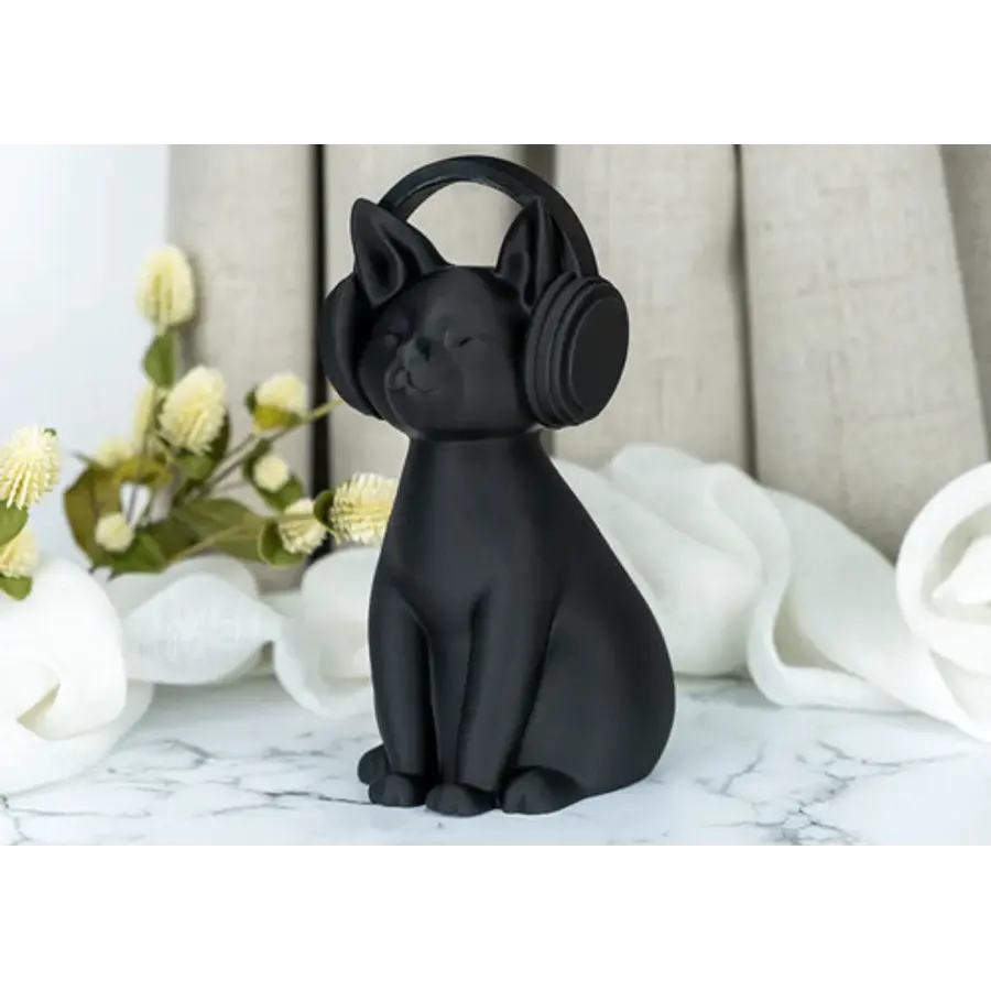 Escultura Gato Con Auriculares