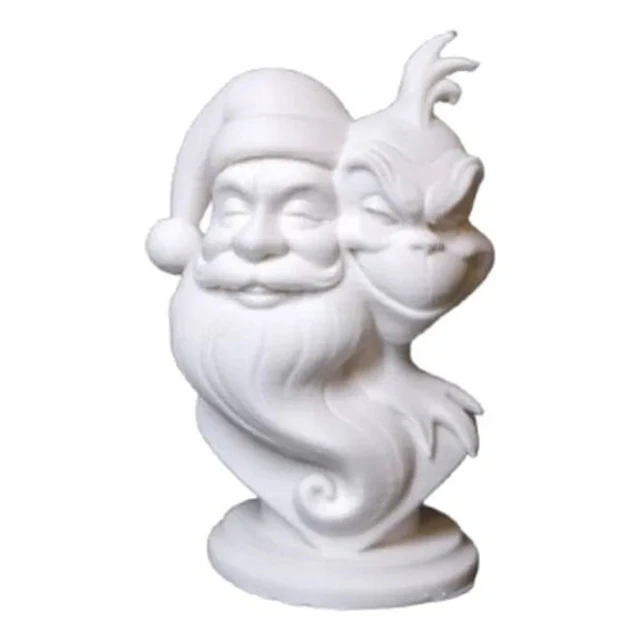 Figura Decoración- Escultura Doble Del Grinch Y Papá Noel