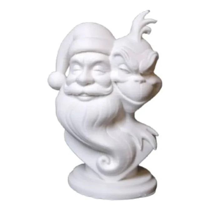 Figura Decoración- Escultura Doble Del Grinch Y Papá Noel 1