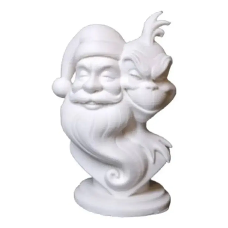 Figura Decoración- Escultura Doble Del Grinch Y Papá Noel