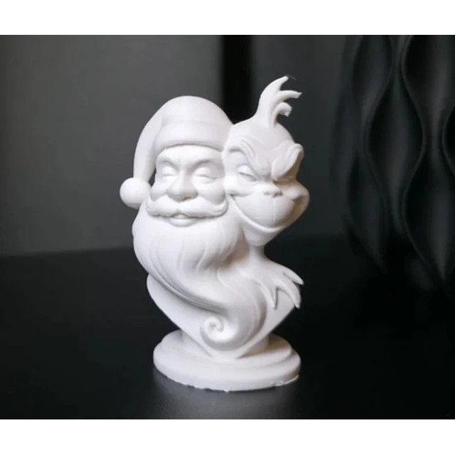Figura Decoración- Escultura Doble Del Grinch Y Papá Noel