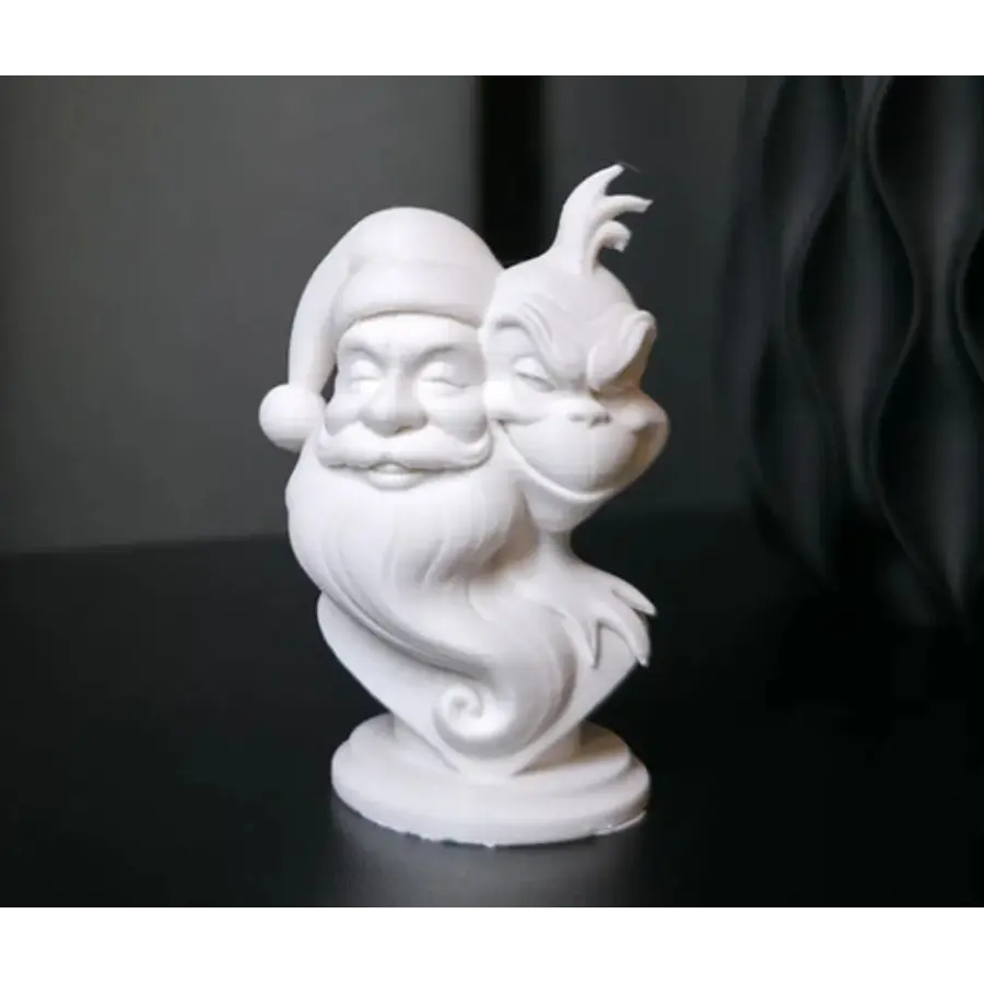 Figura Decoración- Escultura Doble Del Grinch Y Papá Noel