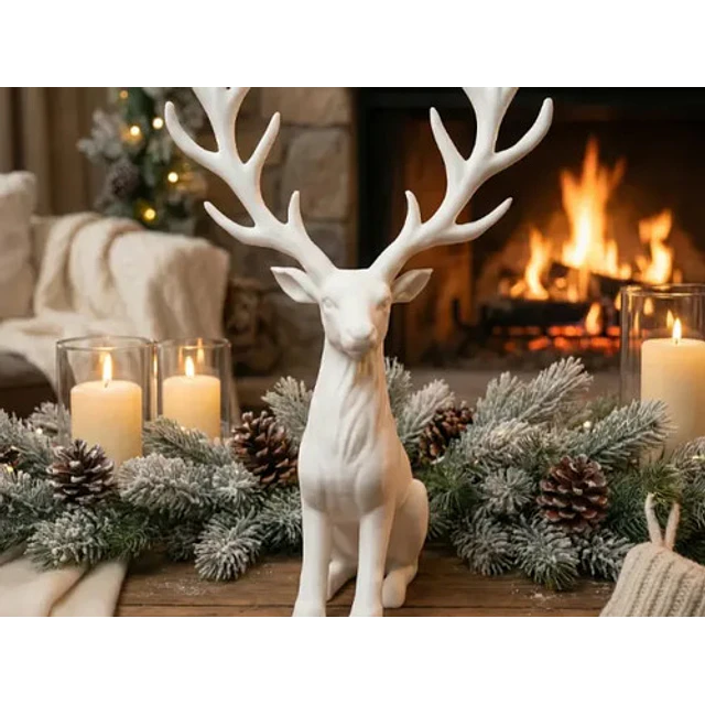 Figura Decorativa De Reno Majestad Invernal