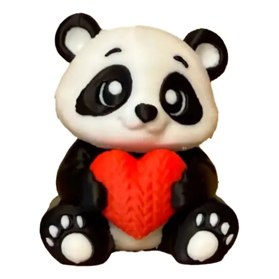 Figura Oso Panda Con Corazón - San Valentín