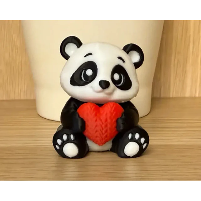 Figura Oso Panda Con Corazón - San Valentín
