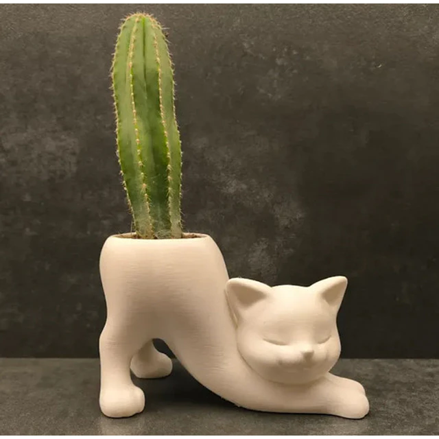 Macetero Diseño Gato Estirándose