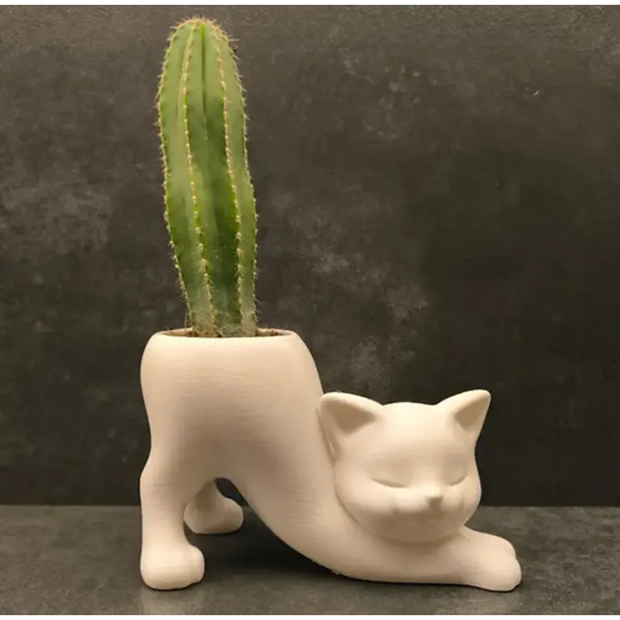 Macetero Diseño Gato Estirándose