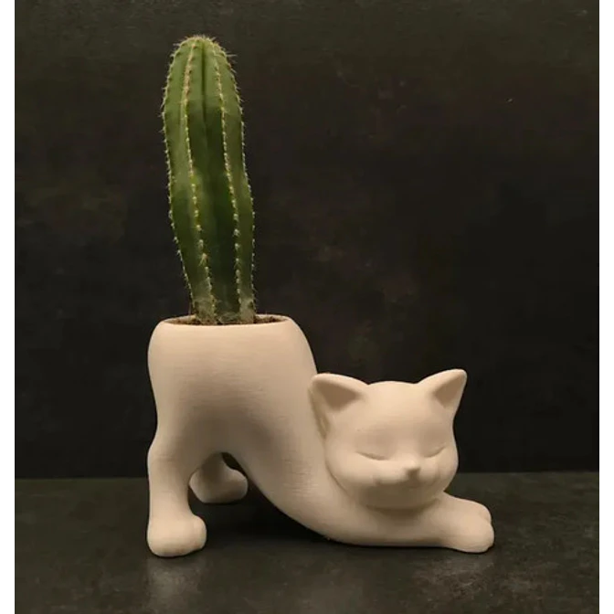 Macetero Diseño Gato Estirándose 3