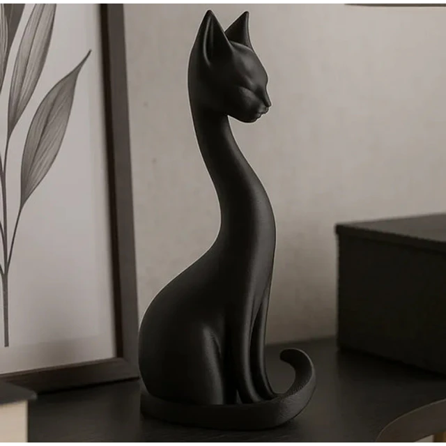 Escultura Gato Elegante Cuello Largo