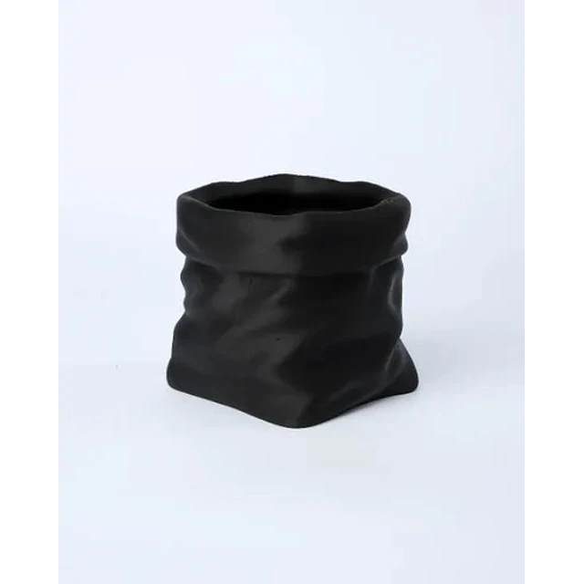 Maceta Forma De Bolsa Negra