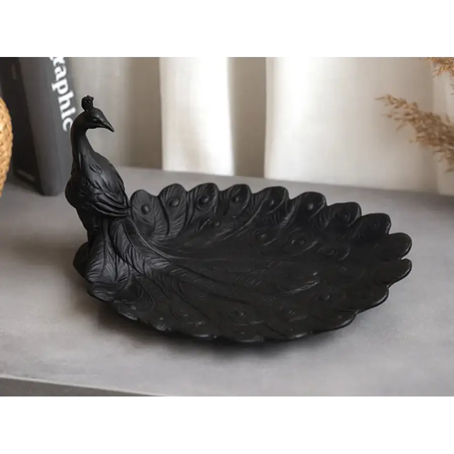 Bandeja Decorativa- Plumas De Pavo Real